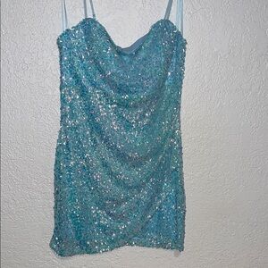Shimmering Blue Sequin Party Dress